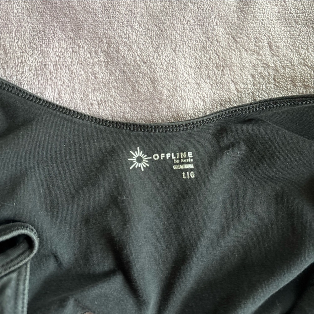 OFFLINE by Aerie Real Me Cut-Out Romper Faded Black Athletic Bodysuit Large - Picture 2 of 7